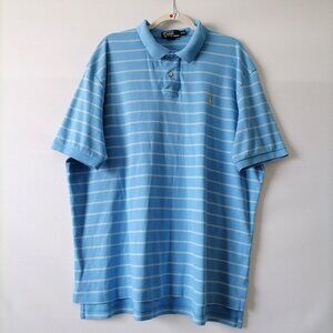 Polo By Ralph Lauren Mens Sky Blue Short Sleeve Striped Cotton Polos Size XXL